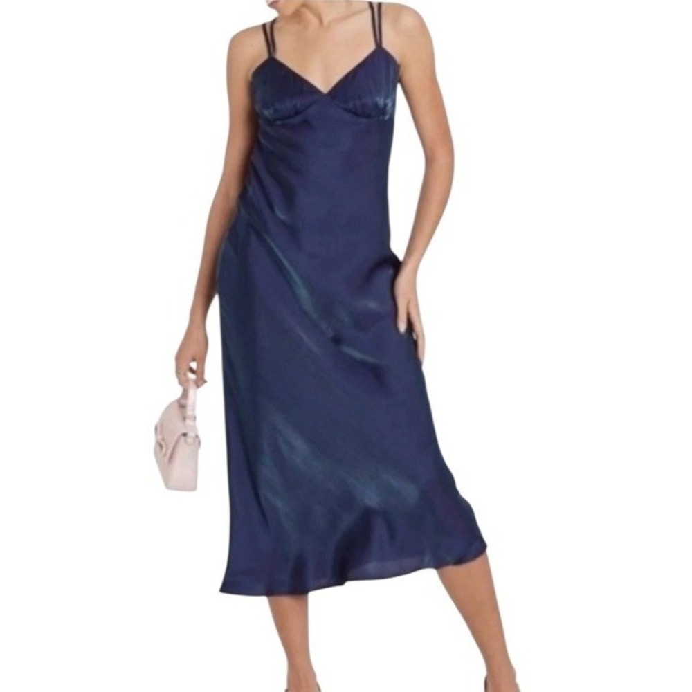 Wild Fable Women's Blue Iridescent Midi  Slip Dress Size S‎